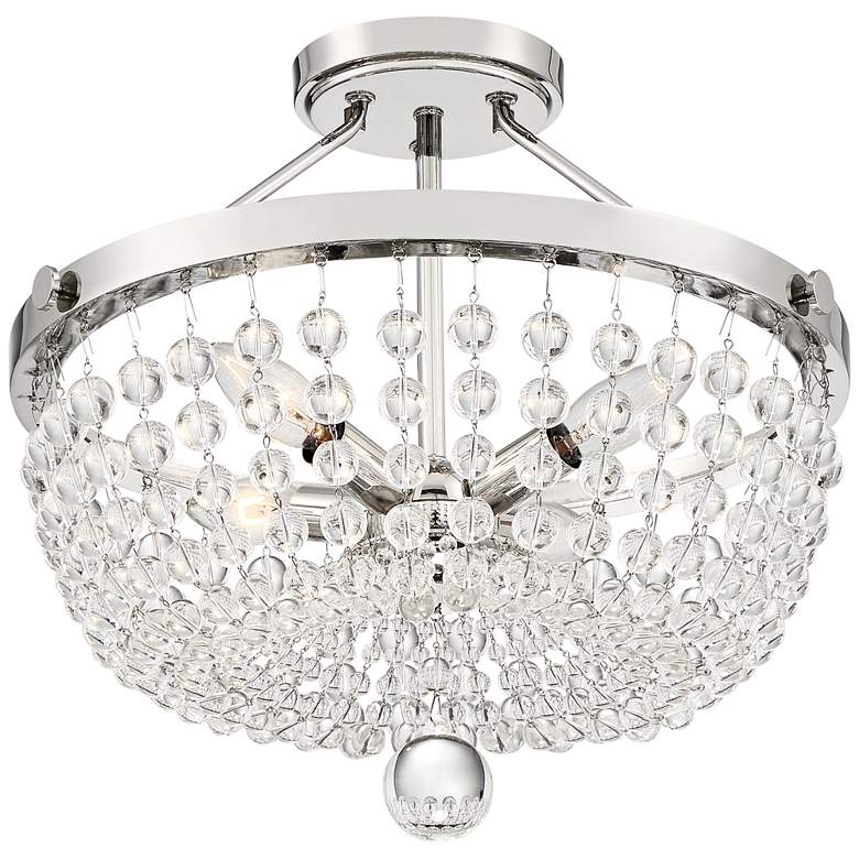 Image 3 Quoizel Teresa 16 inchW Polished Nickel and Glass Ceiling Light more views