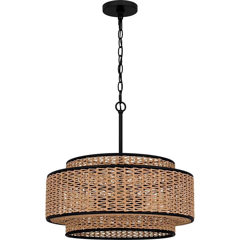 Image 5 Quoizel Teton 20" Wide Matte Black Natural Rope 5-Light Pendant more views