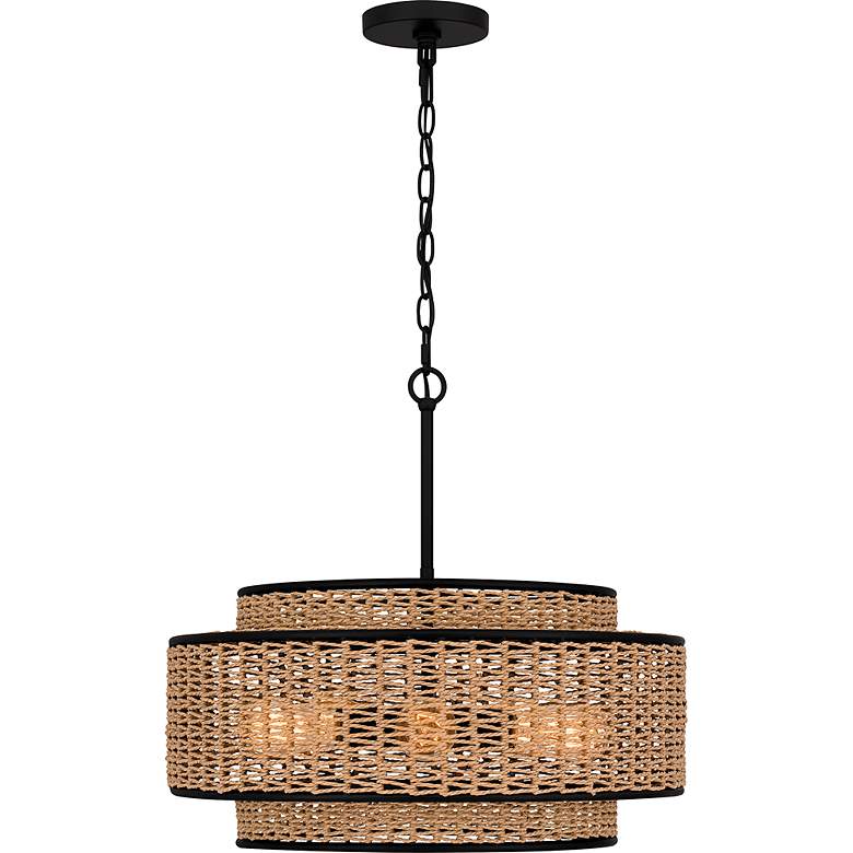 Image 6 Quoizel Teton 20" Wide Matte Black Natural Rope 5-Light Pendant more views
