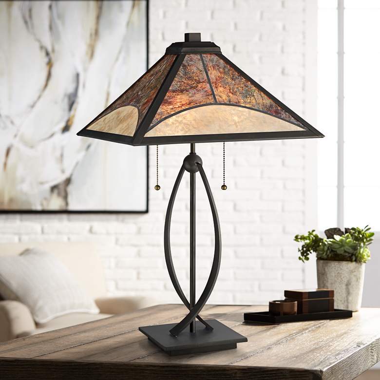 Image 1 Quoizel Theory Dark Bronze 2-Light Table Lamp