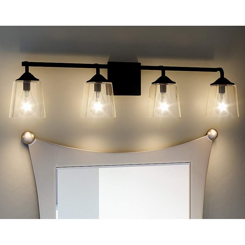 Image 2 Quoizel Thoresby 31 inch Wide Matte Black 4-Light Bath Light