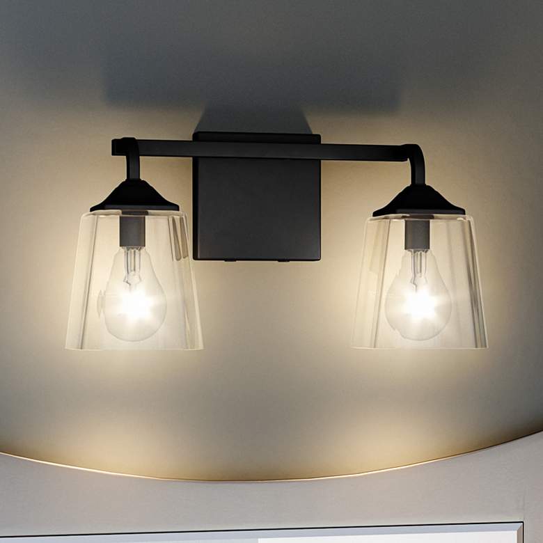 Image 2 Quoizel Thoresby 8" High Matte Black 2-Light Wall Sconce