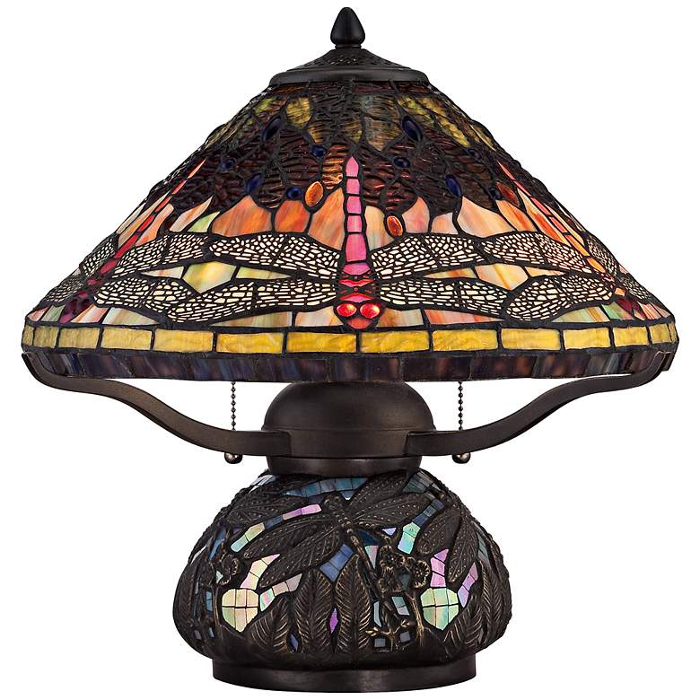 Image 2 Quoizel Tiffany-Style 16 1/2 inch High Dragonfly Tiffany-Style Table Lamp