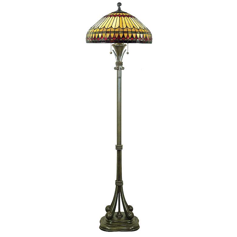 Image 3 Quoizel Tiffany-Style Floor Lamp with Feather Glass Shade