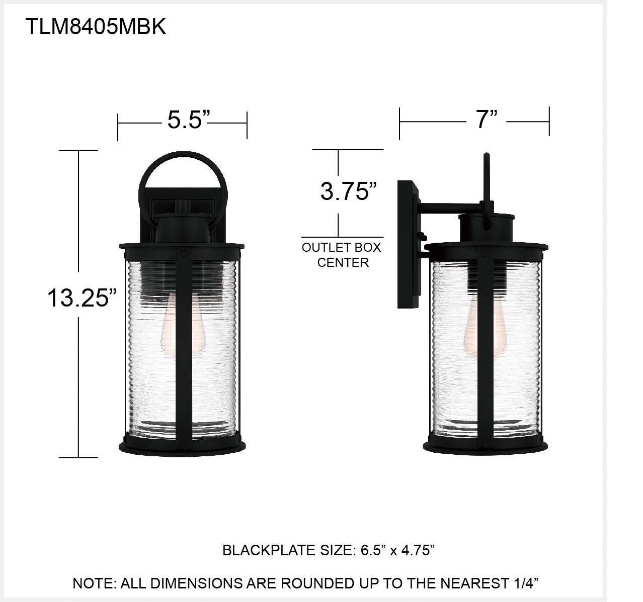 Quoizel Tilmore 13 1/4" High 1-Light Matte Black Outdoor Wall Lantern