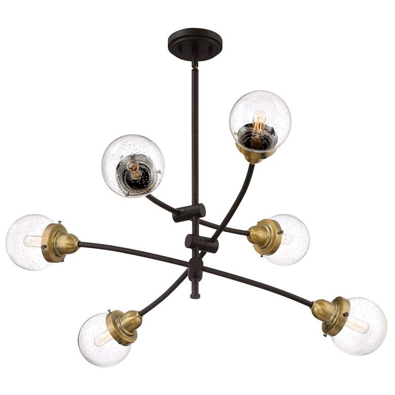 Image 3 Quoizel Trance 34"W Western Bronze Brass 6-Light Chandelier more views