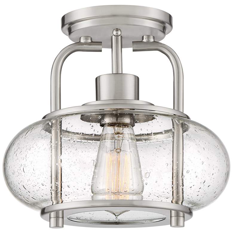 Image 2 Quoizel Trilogy 10" Wide Brushed Nickel Seeded Glass Ceiling Light