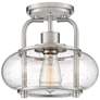 2_Quoizel Trilogy 10" Wide Brushed Nickel Seeded Glass Ceiling Light