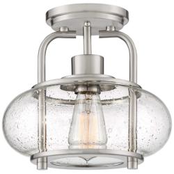 Quoizel Trilogy 10" Wide Brushed Nickel Seeded Glass Ceiling Light