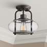 Quoizel Trilogy 10" Wide Seeded Glass Old Bronze Ceiling Light