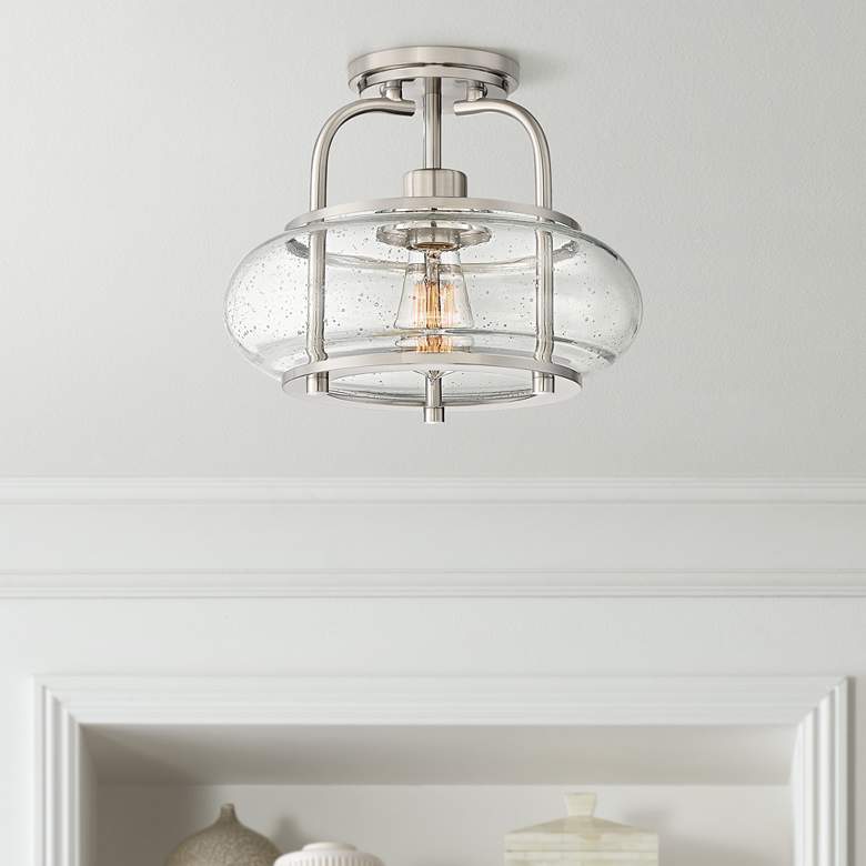 Image 1 Quoizel Trilogy 12" Wide Brushed Nickel Ceiling Light