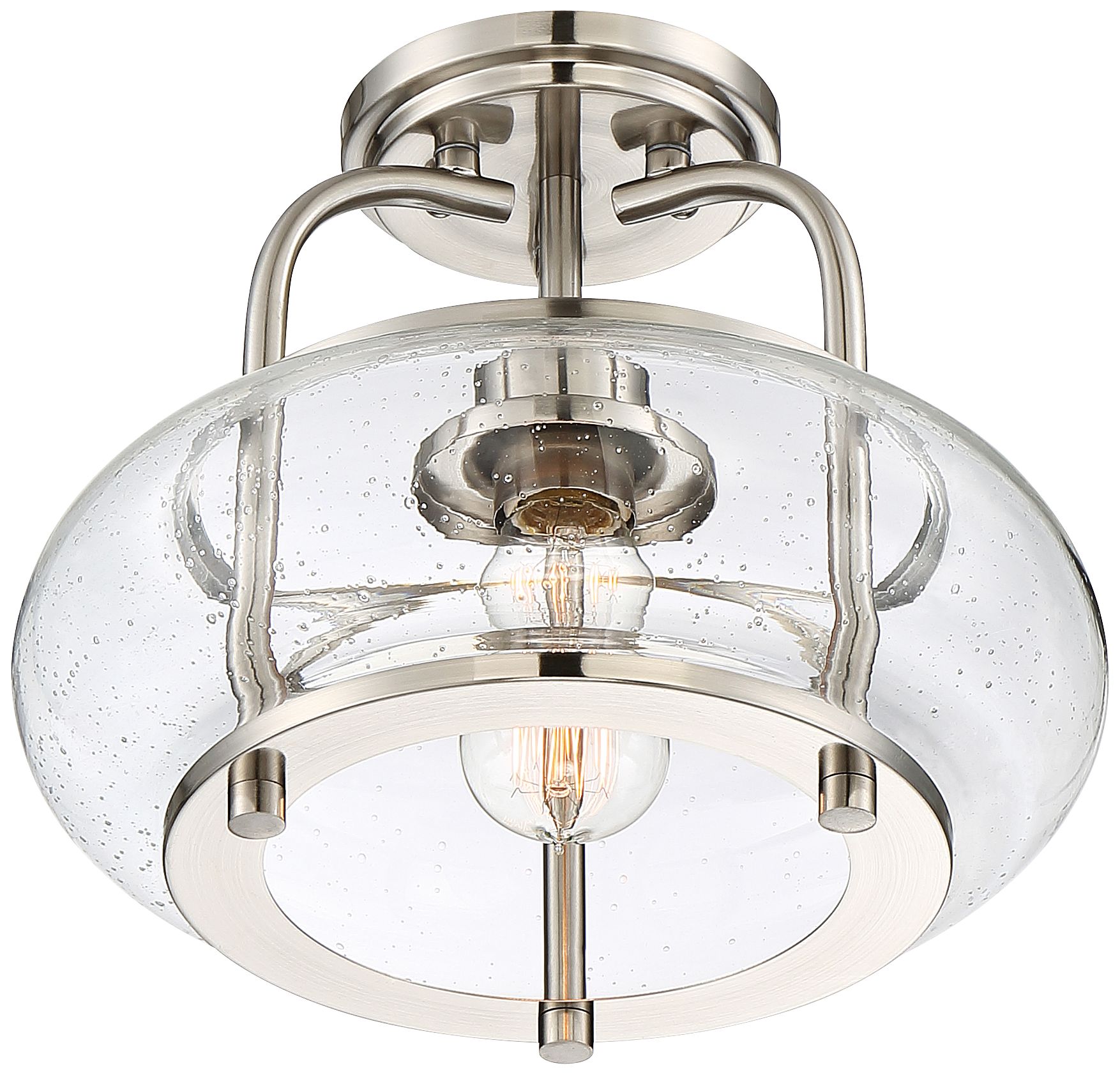 Image 3 Quoizel Trilogy 12" Wide Brushed Nickel Seeded Glass Ceiling Light more views