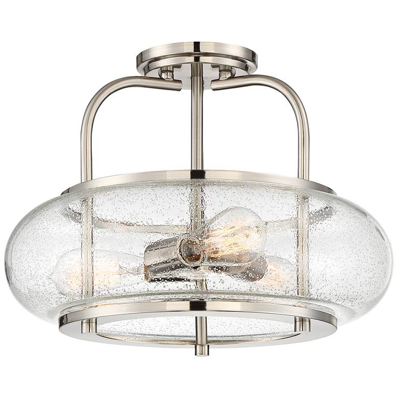 Image 2 Quoizel Trilogy 16" Wide Brushed Nickel Seeded Glass Ceiling Light