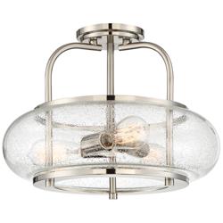 Quoizel Trilogy 16" Wide Brushed Nickel Seeded Glass Ceiling Light