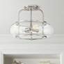 1_Quoizel Trilogy 16" Wide Brushed Nickel Seeded Glass Ceiling Light