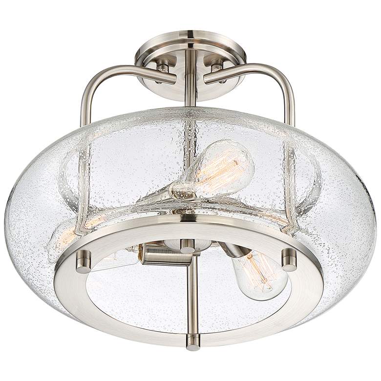 Image 3 Quoizel Trilogy 16" Wide Brushed Nickel Seeded Glass Ceiling Light more views