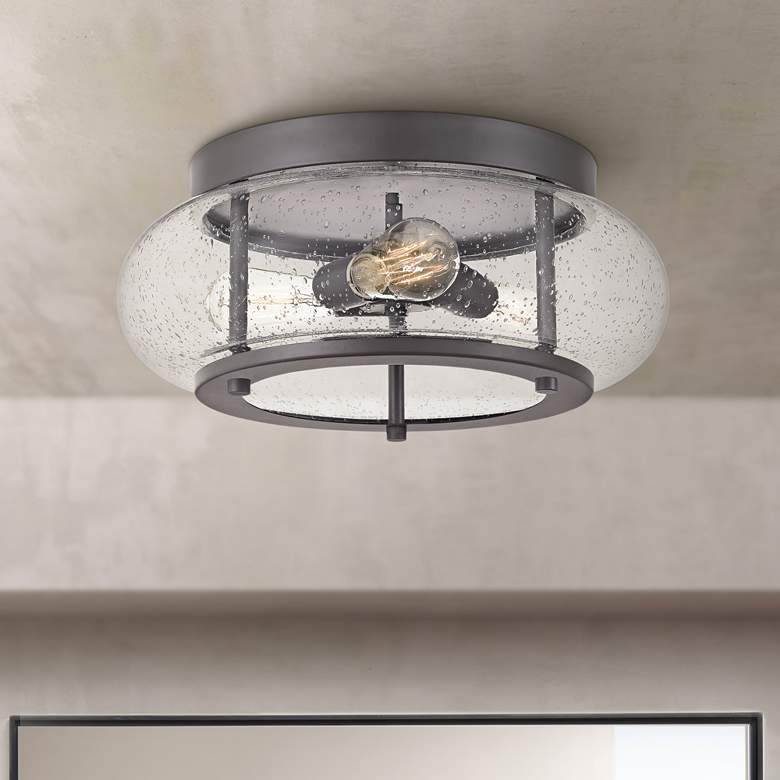 Image 1 Quoizel Trilogy 16" Wide Old Bronze 3-Light Ceiling Light