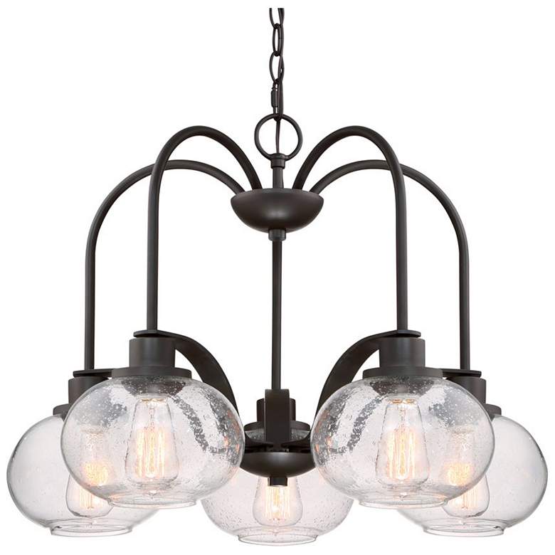 Image 2 Quoizel Trilogy 26" Wide 5-Light Bronze and Glass Dinette Chandelier