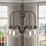 1_Quoizel Trilogy 26" Wide 5-Light Bronze and Glass Dinette Chandelier