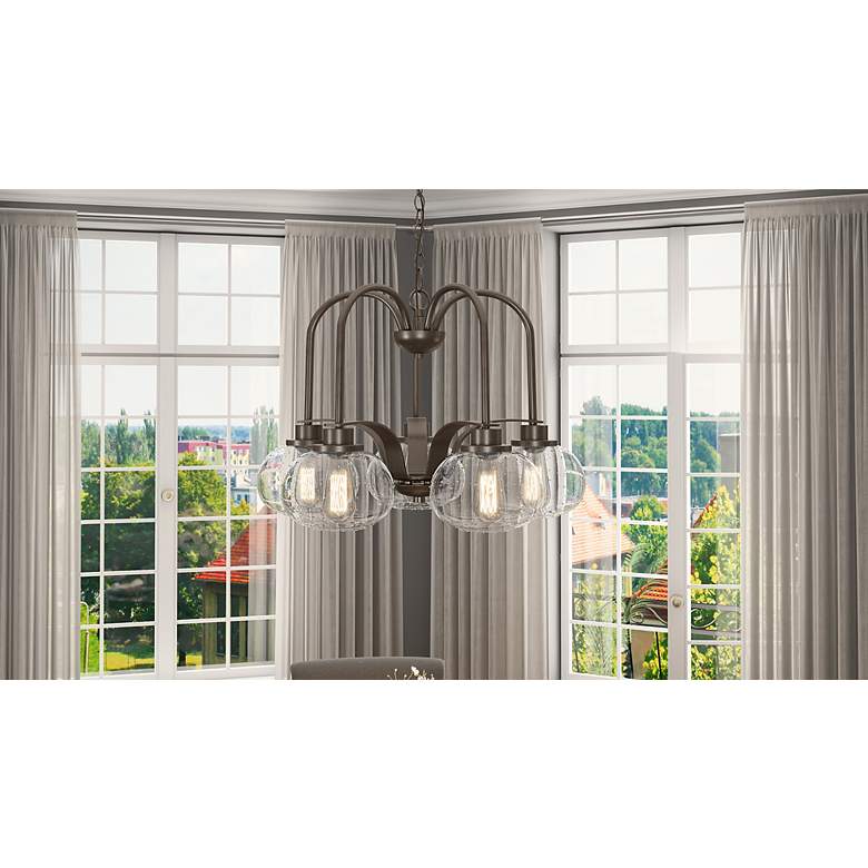 Image 4 Quoizel Trilogy 26" Wide 5-Light Bronze and Glass Dinette Chandelier more views