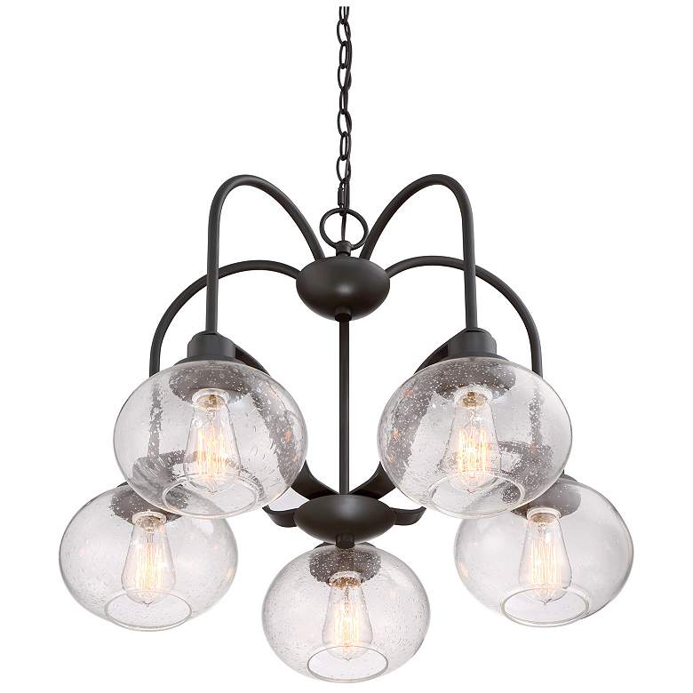 Image 6 Quoizel Trilogy 26" Wide 5-Light Bronze and Glass Dinette Chandelier more views