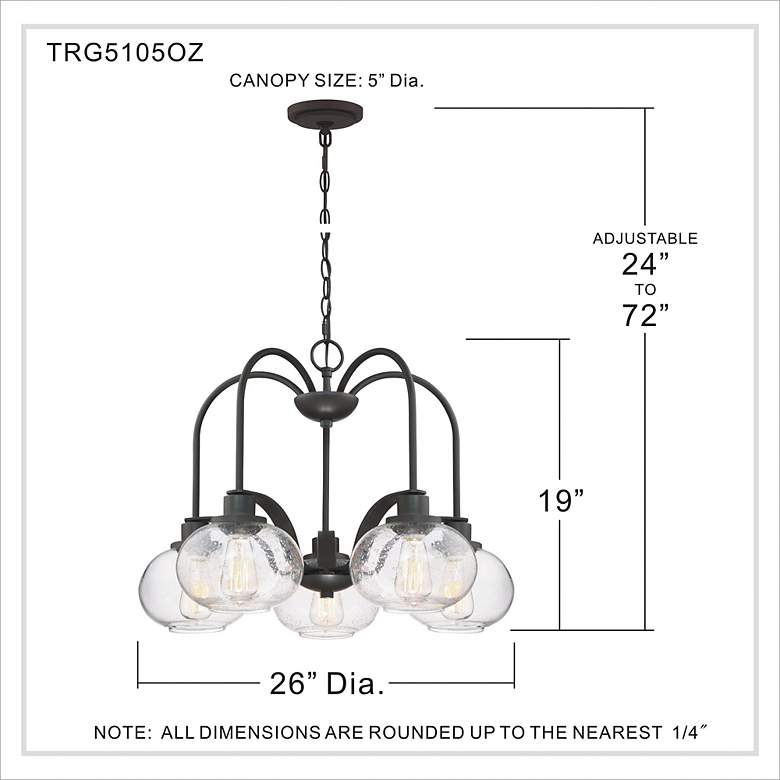 Image 7 Quoizel Trilogy 26" Wide 5-Light Bronze and Glass Dinette Chandelier more views