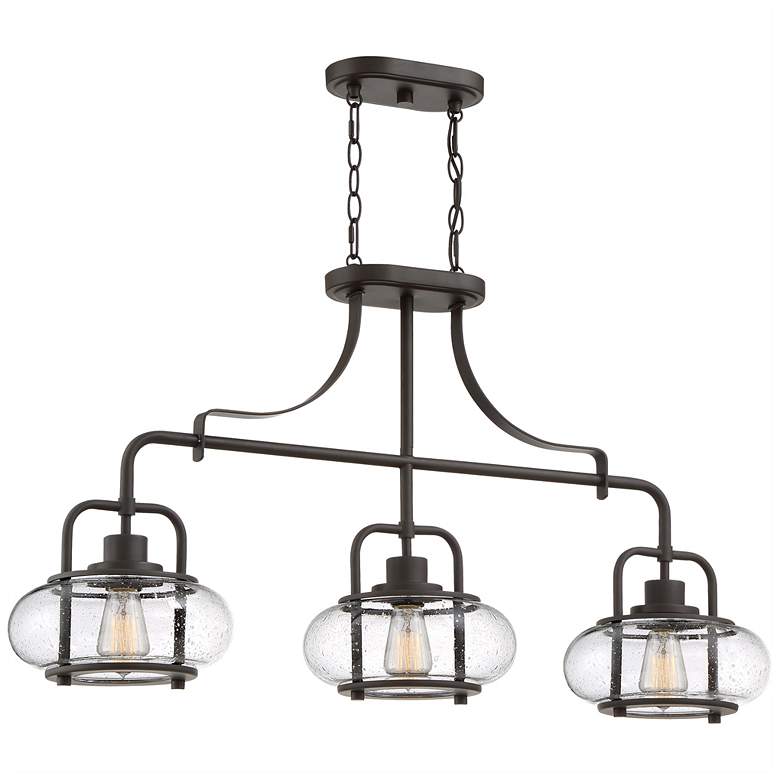Image 1 Quoizel Trilogy 38" Wide Bronze and Glass Linear Island Chandelier