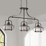 1_Quoizel Trilogy 38" Wide Bronze and Glass Linear Island Chandelier