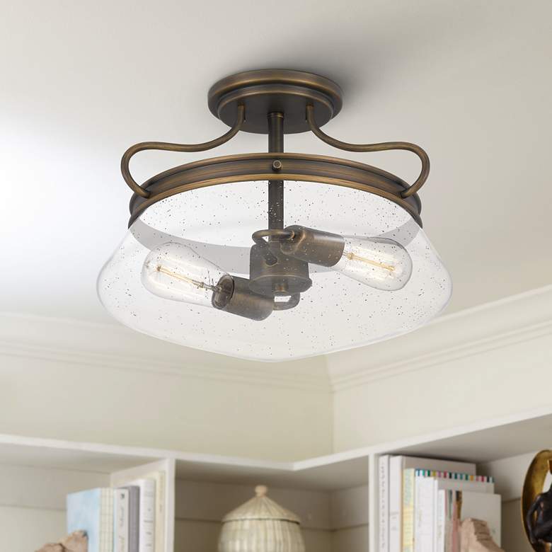 Image 1 Quoizel Tucker 14" Wide French Bronze 2-Light Ceiling Light