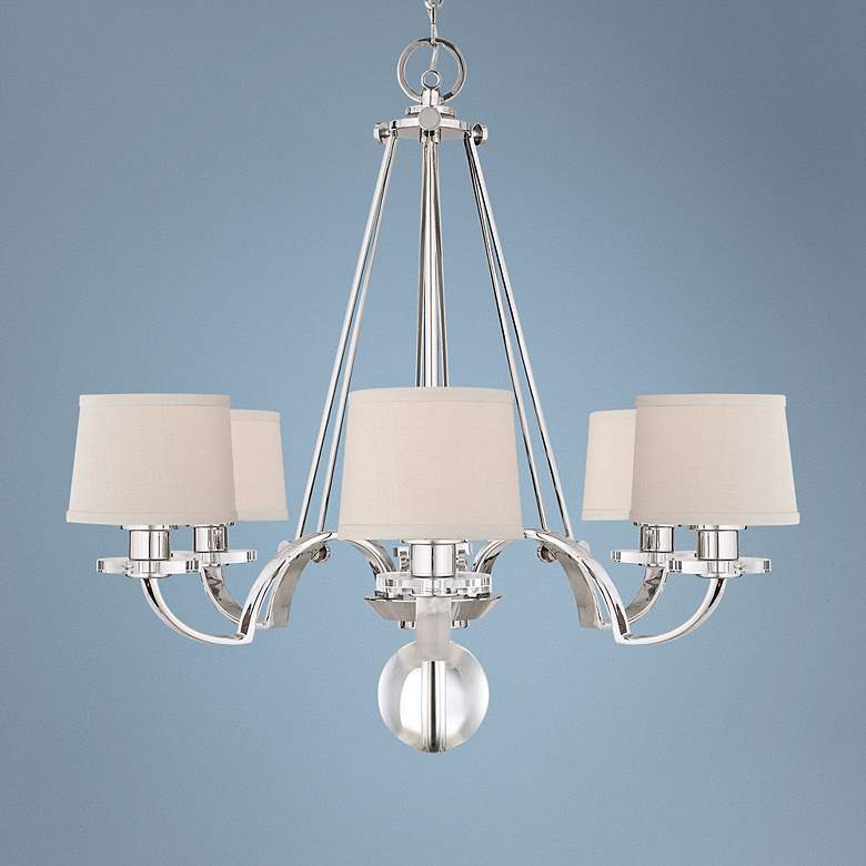 Image 1 Quoizel Uptown Sutton Place Silver 31 inchW 6-Light Chandelier