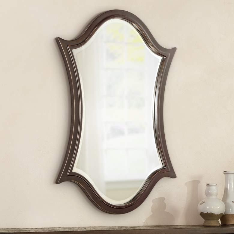 Image 1 Quoizel Vanderbilt Bronze 24" x 36" Shield Wall Mirror