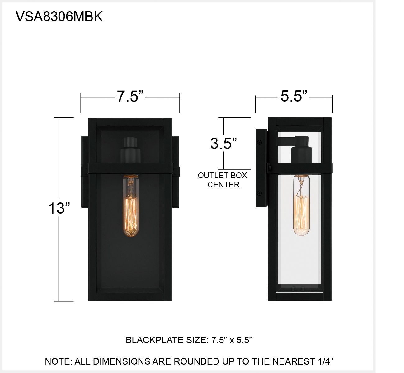 Quoizel Vanessa 13" High Matte Black Outdoor Wall Light