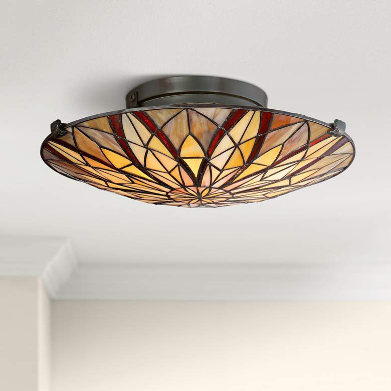 Image 1 Quoizel Victory 16 1/4 inch Wide Valiant Bronze Ceiling Light