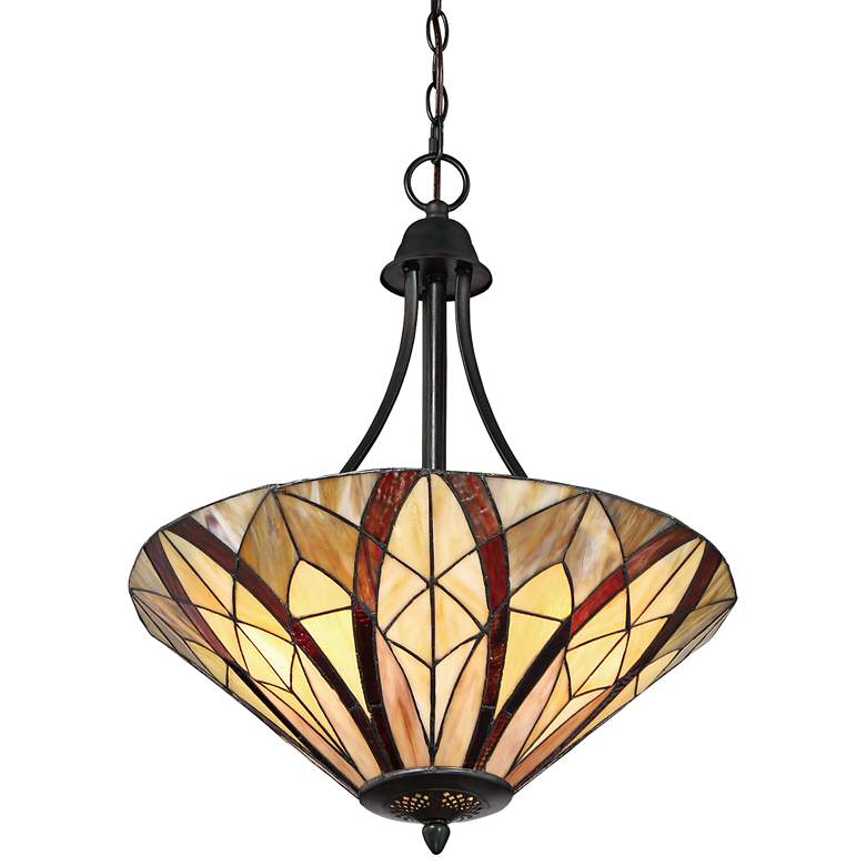 Image 3 Quoizel Victory 19 1/4 inch Wide Valiant Bronze Art Glass Pendant Light more views