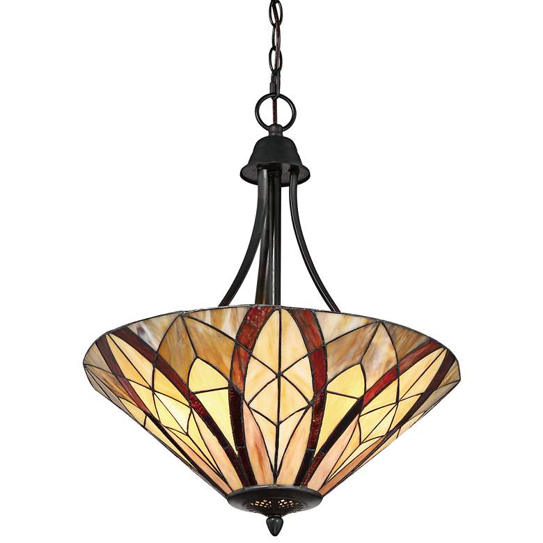 Image 4 Quoizel Victory 19 1/4 inch Wide Valiant Bronze Art Glass Pendant Light more views