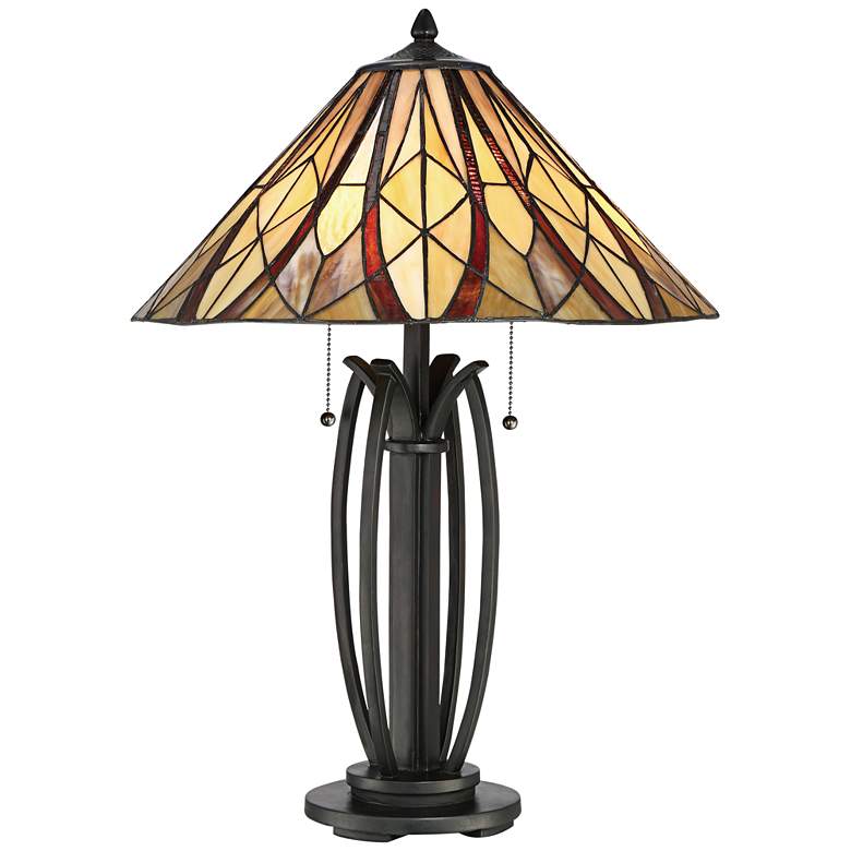 Image 2 Quoizel Victory 25 1/2 inch Tiffany-Style Bronze 2-Light Table Lamp