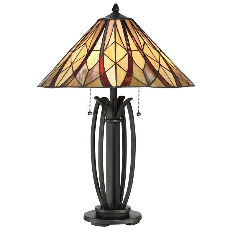 Image 2 Quoizel Victory 25 1/2" Tiffany-Style Bronze 2-Light Table Lamp