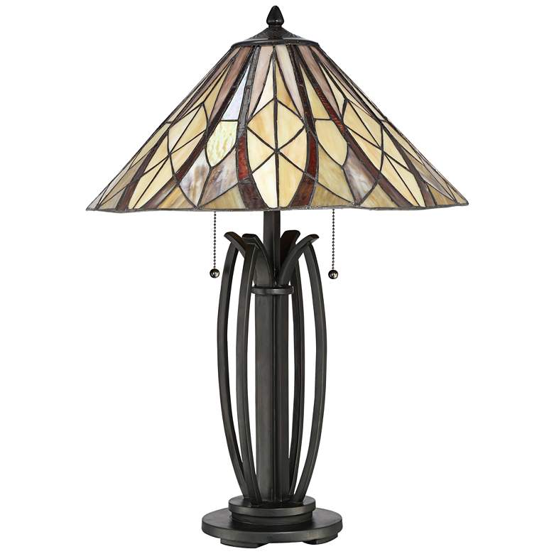 Image 3 Quoizel Victory 25 1/2" Tiffany-Style Bronze 2-Light Table Lamp more views
