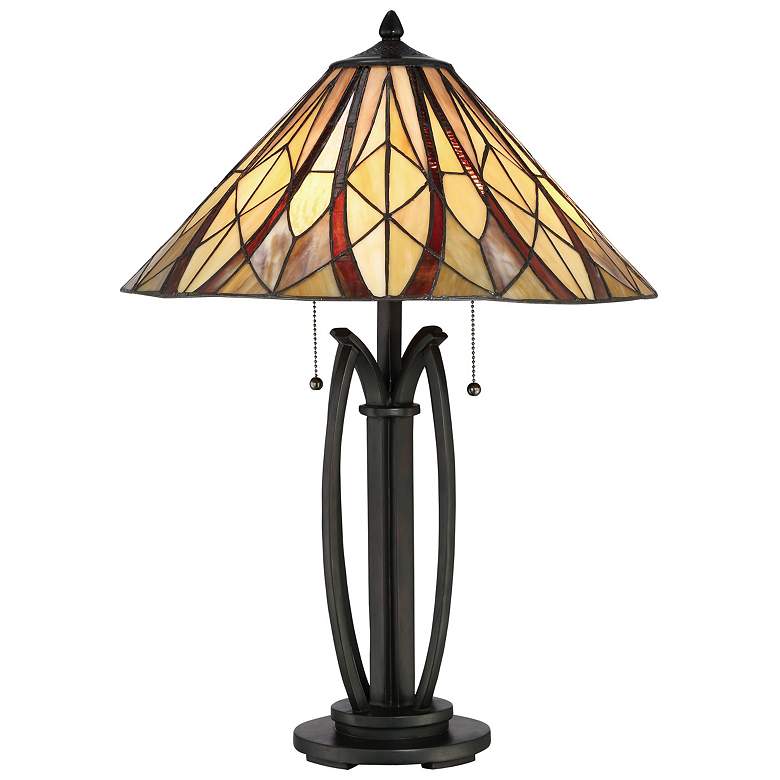 Image 4 Quoizel Victory 25 1/2" Tiffany-Style Bronze 2-Light Table Lamp more views