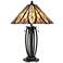Quoizel Victory Tiffany-Style Bronze 2-Light Table Lamp