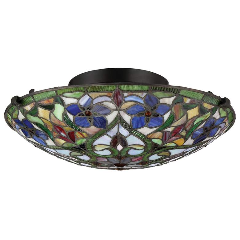 Image 3 Quoizel Violets 16 1/4" Tiffany Style Dome Art Glass Ceiling Light more views