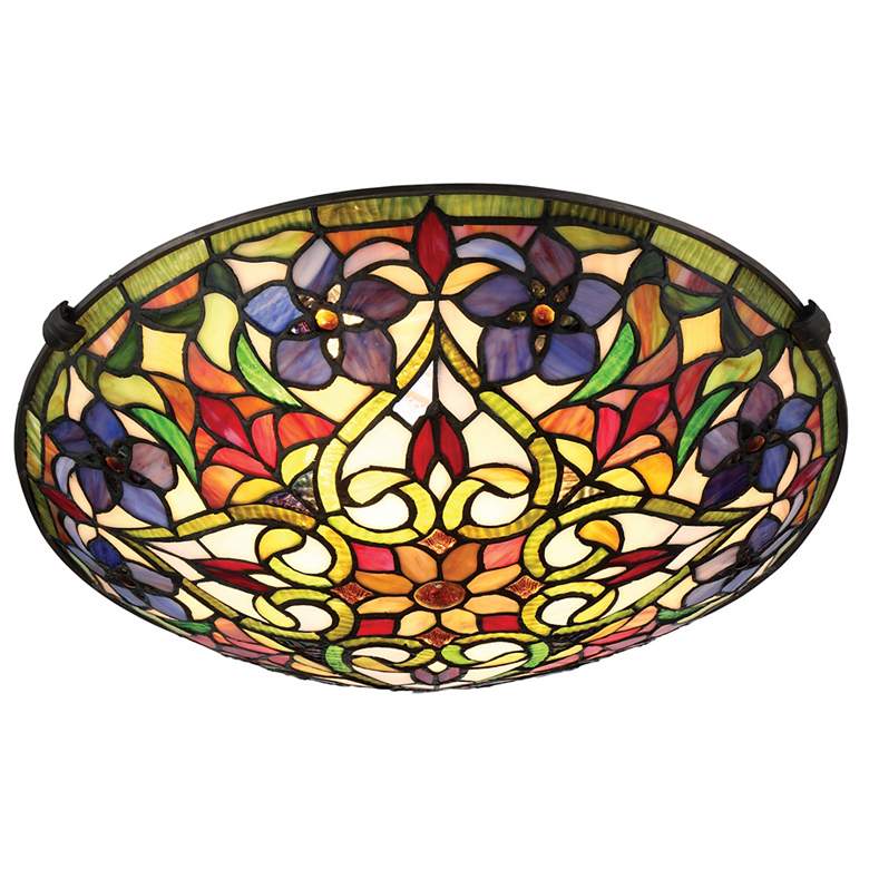 Image 4 Quoizel Violets 16 1/4" Tiffany Style Dome Art Glass Ceiling Light more views