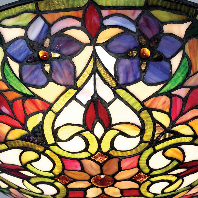 Image 5 Quoizel Violets 16 1/4" Tiffany Style Dome Art Glass Ceiling Light more views