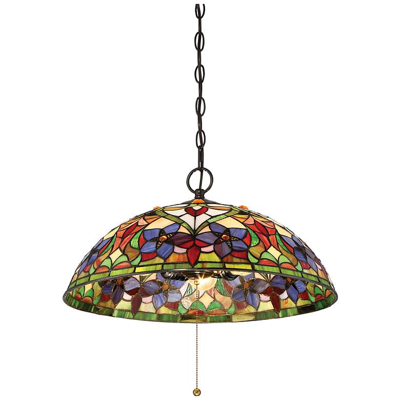 Image 3 Quoizel Violets 20" Wide Bronze Tiffany-Style Glass Pendant Light more views