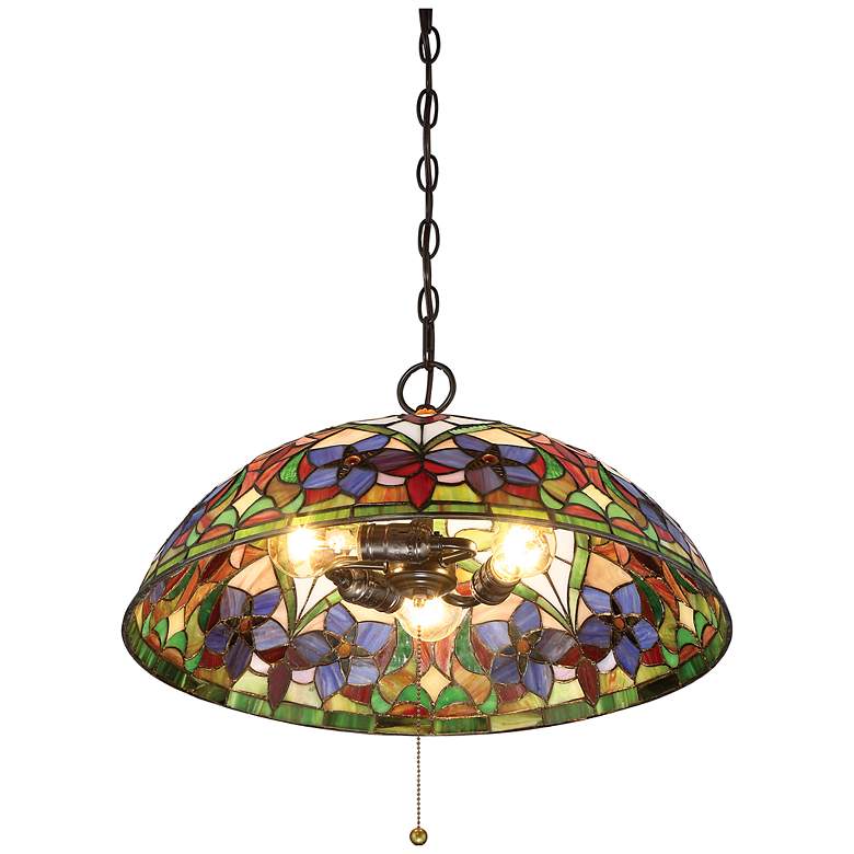 Image 4 Quoizel Violets 20" Wide Bronze Tiffany-Style Glass Pendant Light more views