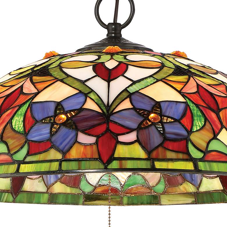 Image 5 Quoizel Violets 20" Wide Bronze Tiffany-Style Glass Pendant Light more views