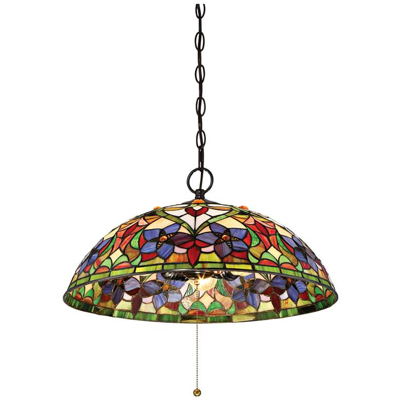 Image 4 Quoizel Violets 20 inch Wide Bronze Tiffany-Style Pendant Light more views