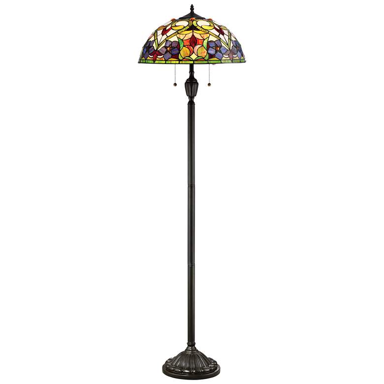 Image 2 Quoizel Violets 62" High Vintage Bronze Tiffany-Style Floor Lamp