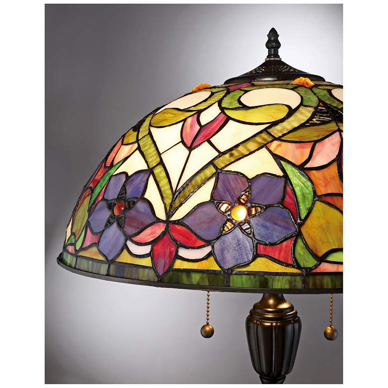 Image 3 Quoizel Violets 62 inch High Vintage Bronze Tiffany-Style Floor Lamp more views