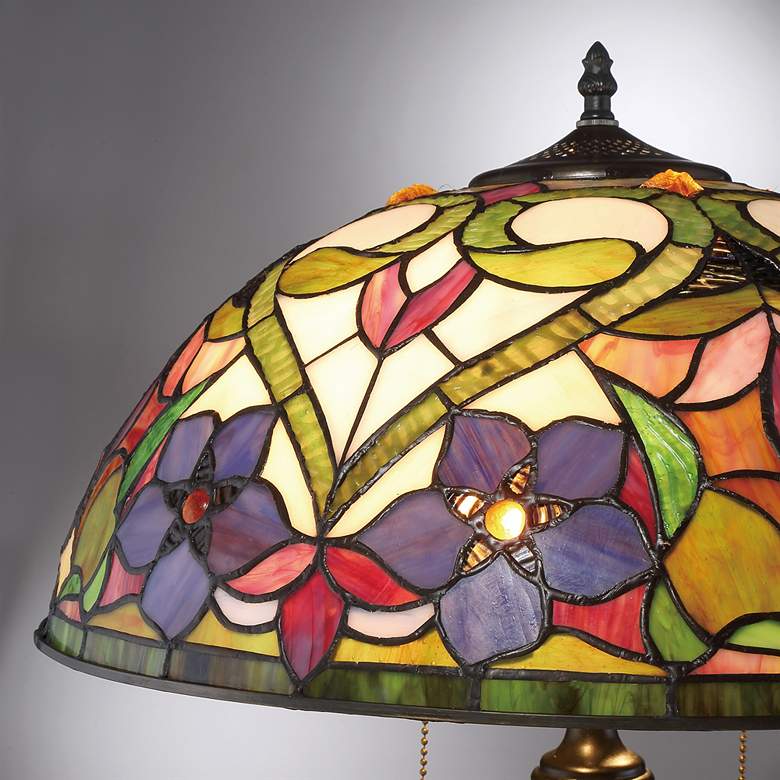 Image 3 Quoizel Violets 62 inch High Vintage Bronze Tiffany-Style Floor Lamp more views